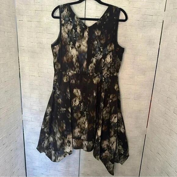 Simply Vera Vera Wang Black Abstract Flower sleeveless Dress asymmetrical - Picture 6 of 6